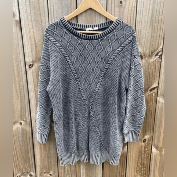 ROXY Snowday Sweater Chunky Kjit Gray Boho Fall Winter Dress Size Large - Picture 16 of 17